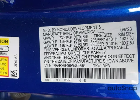 2023 Honda Cr-V Hybrid Sport Touring from USA, damaged, VIN 7FARS6H98PE038664